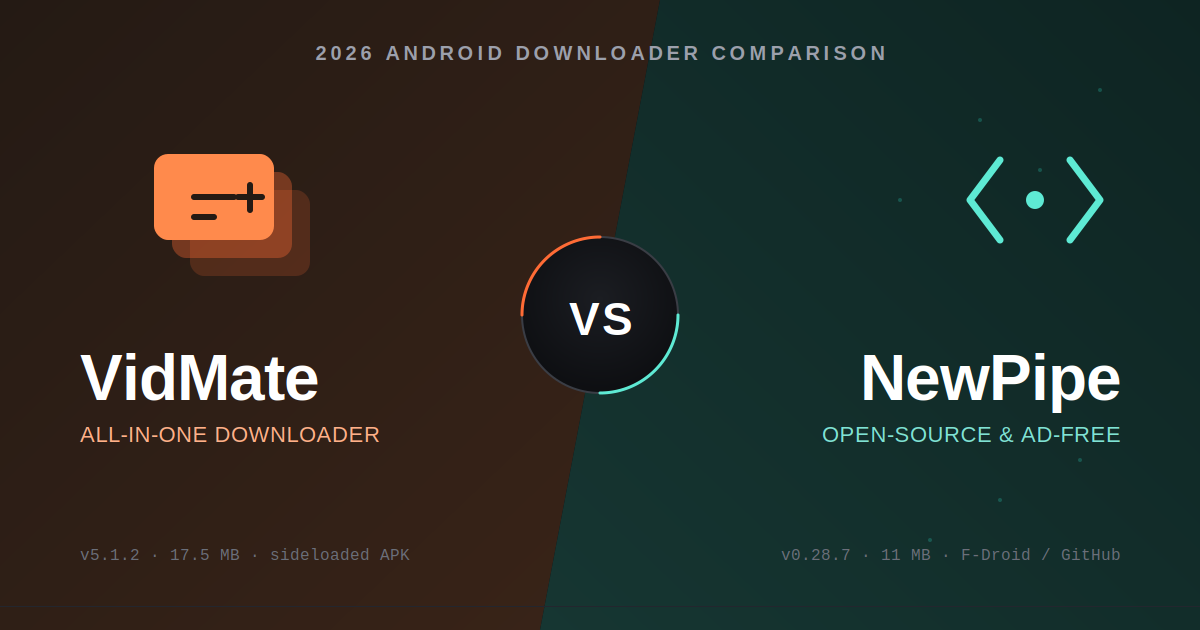 VidMate vs NewPipe 2026 comparison – Android video downloader apps